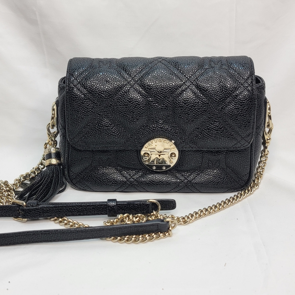 Metrocity Black Quilted Leather Crossbody Bag‎